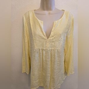 NWT Gap Ladies Linen Blend Long Sleeve Blouse